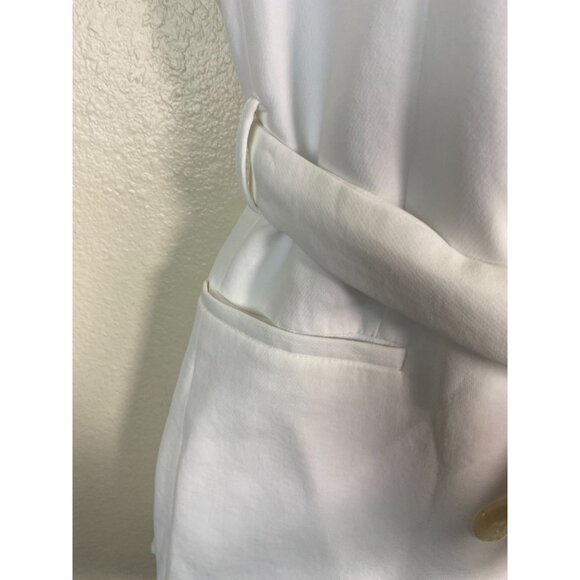Zara White Double Breasted Belted Vest Coat Women size Medium Capsule Sleeveless - Picture 16 of 16